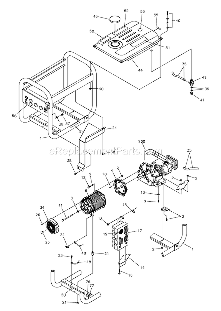 Page C Diagram and Parts List for 030342-0  Briggs and Stratton Generator